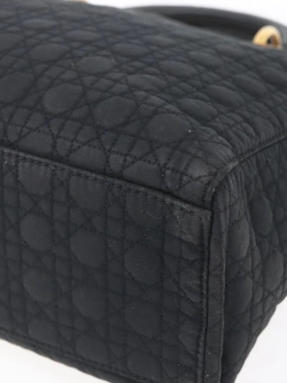 Christian Dior Canage Hand Bag Nylon Black Gold Auth - Picture 8 of 15